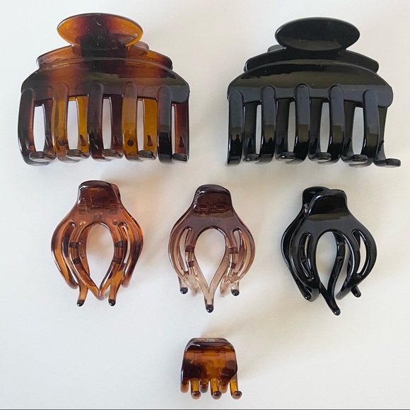 scunci Accessories - Scunci Jaw Clips Lot Of 6 Black Brown With Unbranded Clips Various Sizes